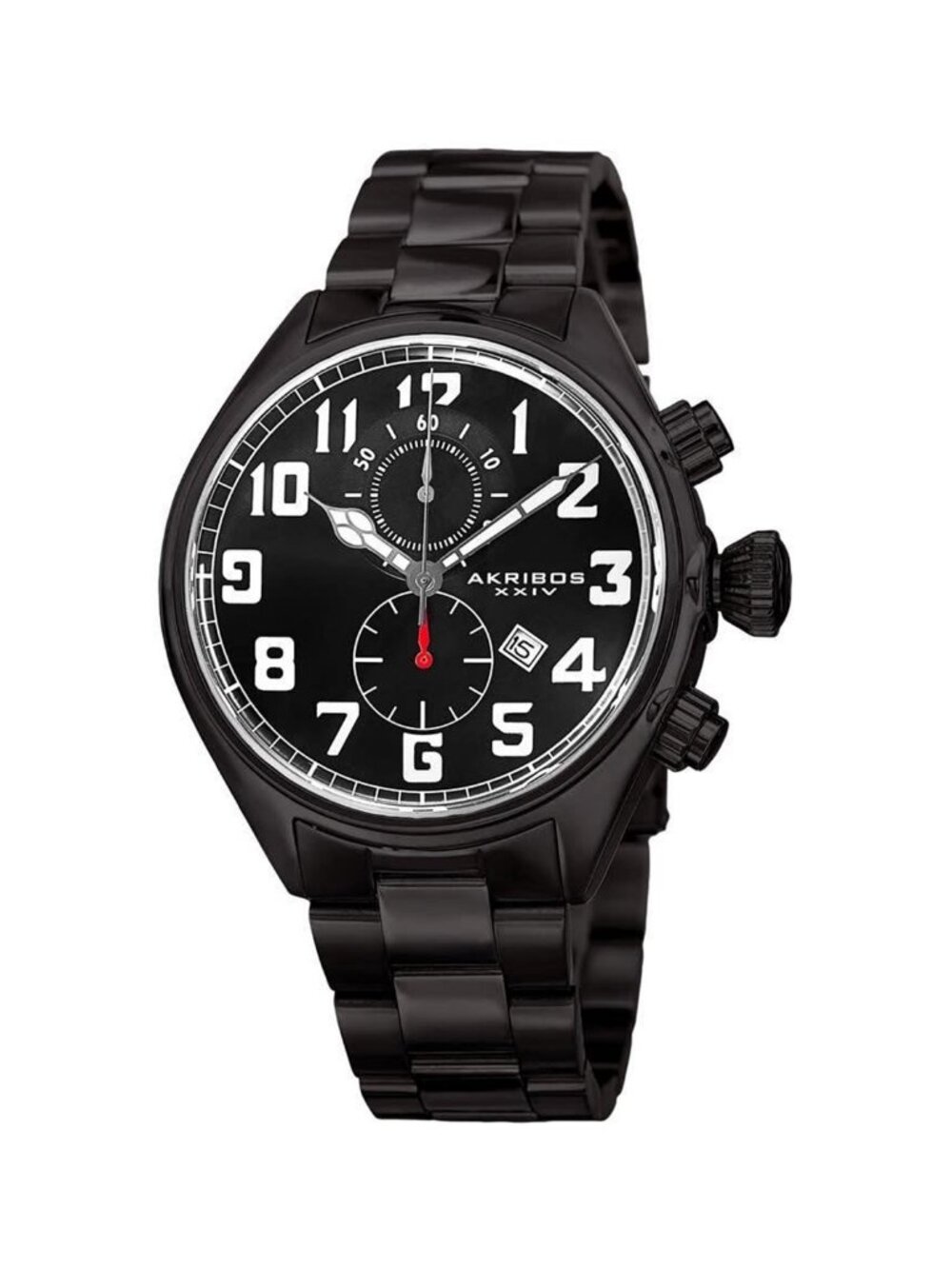 NWT Akribos XXIV Trek Chronograph Quartz Black Dial Men's Watch